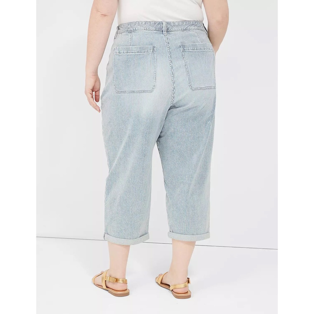 NWT Lane Bryant Womens 14 Mid-Rise Railroad Stripe Boyfriend Fit Capri Jean - Picture 2 of 6